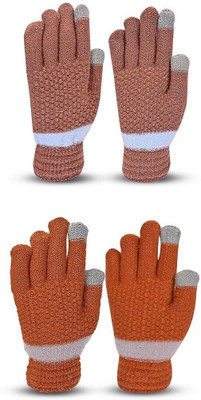 HOC Solid, Self Design, Woven Winter Women Gloves