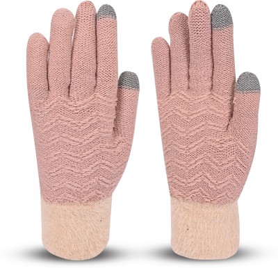 LOOM LEGACY Striped, Self Design Winter Women Gloves