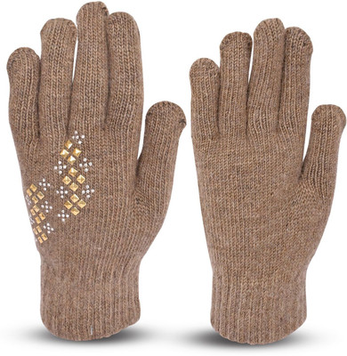 HOC Embellished, Self Design, Solid Winter Women Gloves