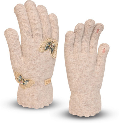 HOC Self Design, Solid, Embellished Winter Women Gloves