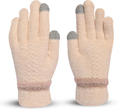 LOOM LEGACY Solid, Self Design Winter Women Gloves