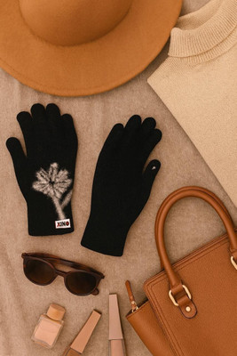 DesoRia Floral Print Winter Women Gloves