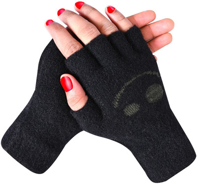 HOC Floral Print, Self Design, Printed Winter Women Gloves