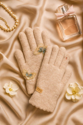LOOM LEGACY Self Design, Solid, Embellished Winter Women Gloves