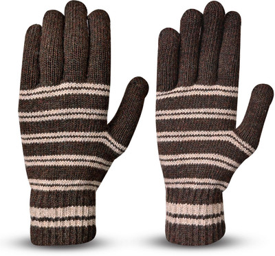 HOC Striped, Self Design, Printed Winter Women Gloves