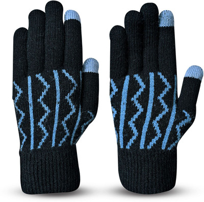DesoRia Striped, Self Design, Printed Winter Women Gloves