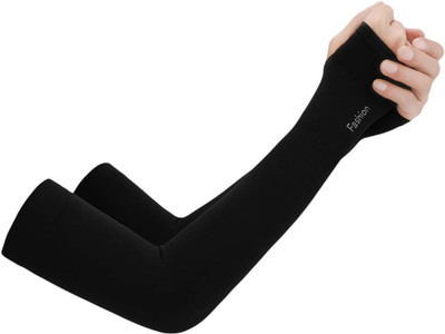 MIKONIKO Cotton Arm Sleeve For Men & Women(Free, Black)