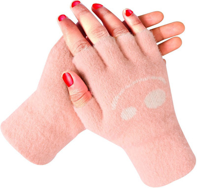 HOC Floral Print, Self Design, Printed Winter Women Gloves