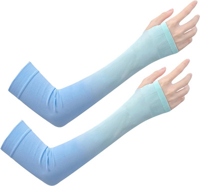 MIKONIKO Cotton Arm Sleeve For Men & Women(Free, Blue)