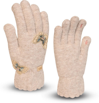 DesoRia Self Design, Solid, Embellished Winter Women Gloves
