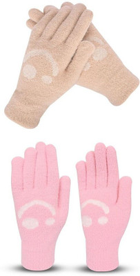 DesoRia Floral Print, Self Design, Printed Winter Women Gloves