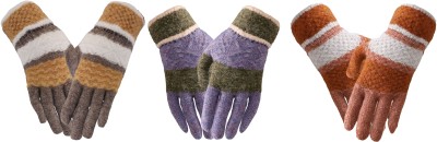 Neeba Striped Winter Women Gloves