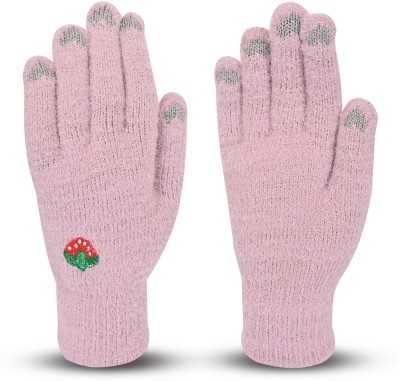 LOOM LEGACY Embroidered, Self Design, Solid Winter Women Gloves