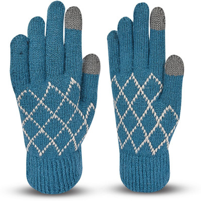 HOC Striped, Self Design, Printed Winter Women Gloves