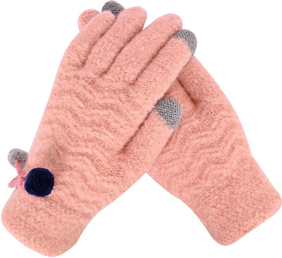 HOC Embroidered, Woven, Solid Winter Women Gloves