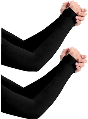 MIKONIKO Cotton Arm Sleeve For Men & Women(Free, Black)