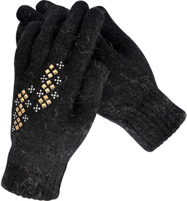 HOC Embellished, Self Design, Solid Winter Women Gloves