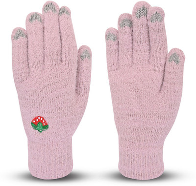HOC Embroidered, Self Design, Solid Winter Women Gloves