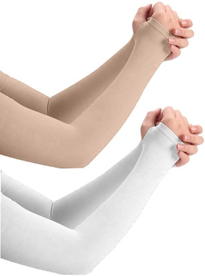 MIKONIKO Cotton Arm Sleeve For Men & Women(Free, White)
