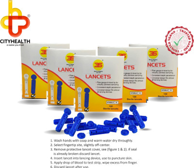 Cityhealth Painless Round Lancets 500'Pack ,Suitable All Type Lancets Pen/ Picker Glucometer Lancets(500)
