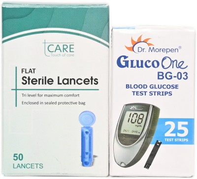 Tcare Dr. Morepen BG-03 Gluco One 25 Strips Glucometer Lancets(50)