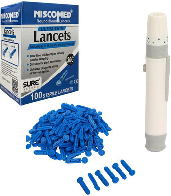 NISCOMED Round Blood Lancet with Lancing Device Glucometer Lancets(100)