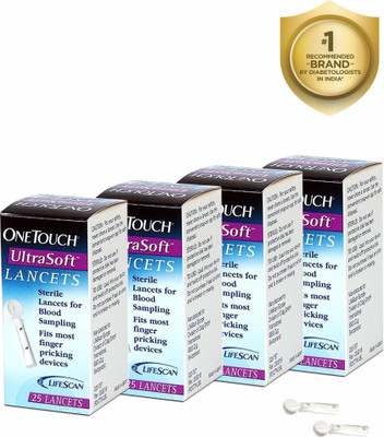 OneTouch Ultra Soft Lancets - 25 Count (Pack of 4 Multicolor) Glucometer Lancets(100)