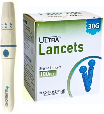 SD BIOSENSOR Round Blood Lancet 100 with 1 Lancing device - 0 Glucometer Strips