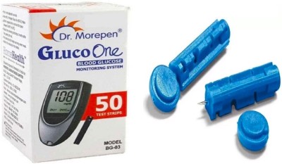 Dr.Brave 50 Dr. Morepen BG03 Glucometer Strips With Glucometer Lancets(50)