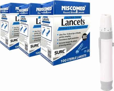 NISCOMED Premium Quality Lancing Device Pen With 300 Round Glucometer Blood Lancets. Glucometer Lancets(300)