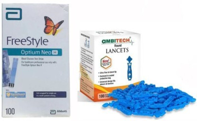Wellstar NEO H 100 Test Strip and ambitech Glucometer Lancets(50)