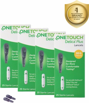 OneTouch Delica Plus Lancets - 25 Count (Pack of 4 Multicolor) Glucometer Lancets(100)