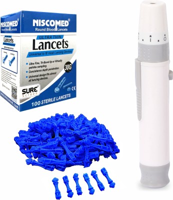 NISCOMED Premium Quality Lancets Lancing Device With Round Glucometer Lancets, Glucometer Blood Lancet Pen Device Painless With Lancing Device Glucometer Lancets(100)