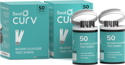 BeatO CURV Blood Glucose 100 Test Strips for Sugar Testing 100 Glucometer Strips
