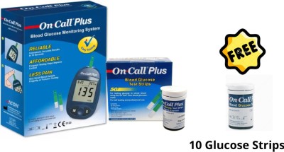 Cityhealth Oncall Plus Glucometer with 50 Test Strips -Free 10 Test Strips Combo- 50 Glucometer Strips