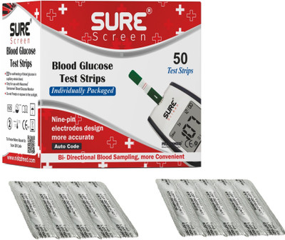 NISCOMED Sure screen Sugar Test| Accurate & Fast Results (Only Strips) | 100 Glucometer Strips