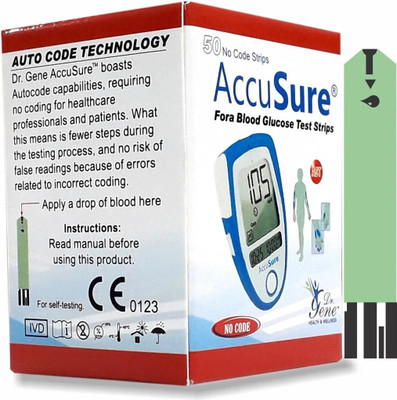 AccuSure Blue Test Strips ,Pack of 1 | 50 Glucometer Strips 50 Glucometer Strips