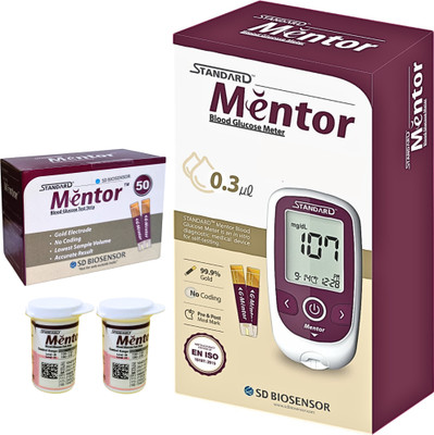 STANDARD Mentor Blood Glucose Monitoring Machine with 50 Glucometer Strips