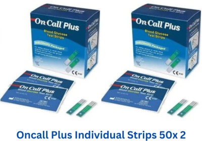 On Call Plus G133-117 50'Strips (50X2) Individually Packaged Long Expiry Blood test 100 Glucometer Strips