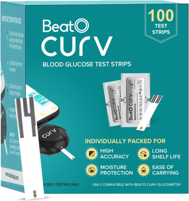 BeatO Glucose Foil Test Strips for Sugar Testing - 100 Glucometer Strips