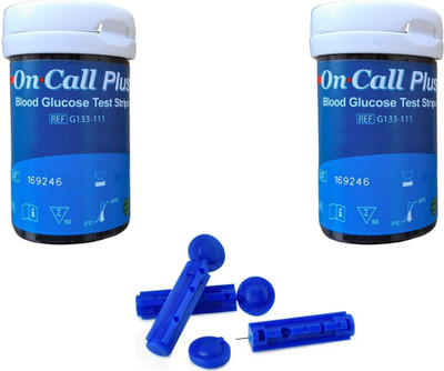 NSC On Call Plus 50 Strips With Naulakha Glucometer Lancets (100) 50 Glucometer Strips