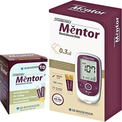 STANDARD Mentor Blood Glucose Monitoring Machine with 10 Glucometer Strips