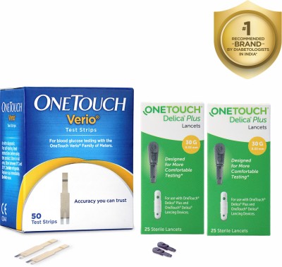 OneTouch Verio 50 With 2 * 25 Delica Plus Lancets 50 Glucometer Strips