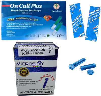 On Call Plus Individual Foil Microlance 50 Lancets 50 Glucometer Strips