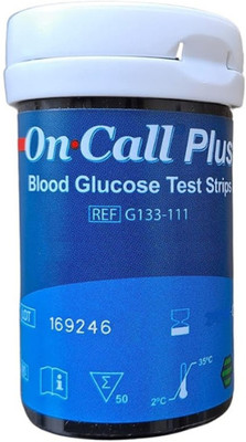 On Call Plus GLUCOMETER WITH BATTERY,20 PCS LANCETS,1 LANCING DEVICE,50 STRIPS- 50 Glucometer Strips