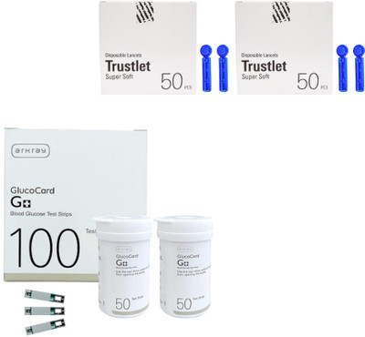 Arkray G+ 100 Strips with 100 Trustlet Lancet Combo 100 Glucometer Strips