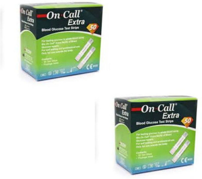 On Call Extra Meter Glucose Strips 50pc Long Expiry Fresh Lot 100 Glucometer Strips