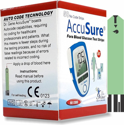 AccuSure Blue Test Strips ,Pack of 1 | 50 Glucometer Strips 50 Glucometer Strips