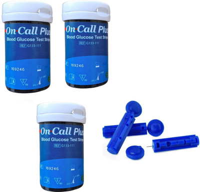 NSC ON CALL PLUS LONGEST EXPIRY 150 GLUCOMETER STRIPS WITH 50 LANCETS- 150 Glucometer Strips