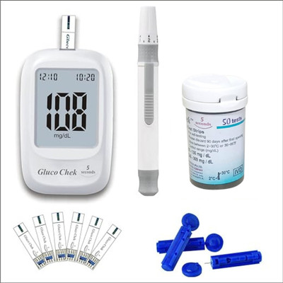 Cityhealth Gluco Chek 5ec Glucometer with 50 Strips,10 Lancet & Lancing Device Free Pouch- 50 Glucometer Strips